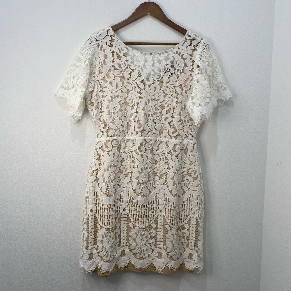 Lulu's Pearson White Lace Short Sleeve Dress - Women's Size XL